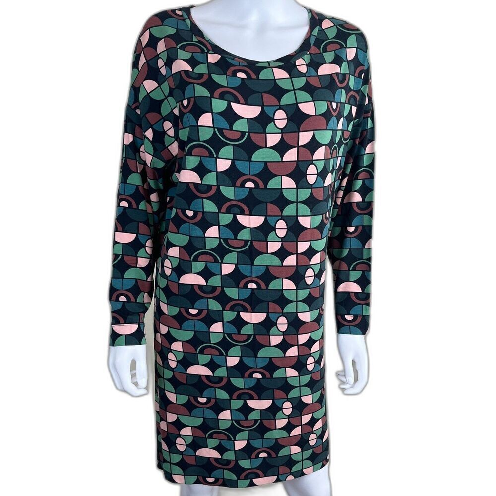 M Missoni Womens Size 6 Geometric Printed Shirt Shift Mini Dress Retro Pullover